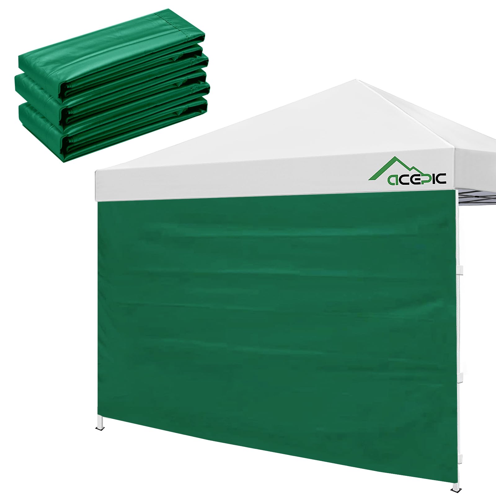 Acepic Instant Canopy Tent Sidewalls for 10x10 Pop Up Canopy 210D Waterproof, 3 Piece Sidewalls, Green(3PCS Sidewall Only, Canopy Tent NOT Included)