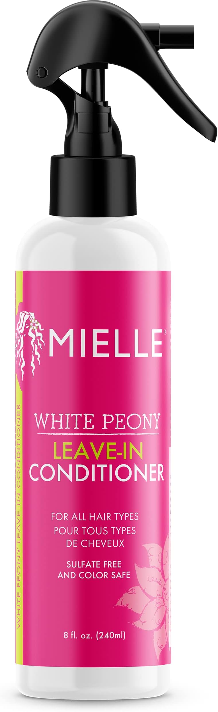 - White Peony Leave-In Conditioner Spray - Ultra-Moisturizing Detangler for Curly & Natural Hair - Frizz Control & Moisture Seal - Color-Safe & Sulfate-Free, 8 Fl Oz