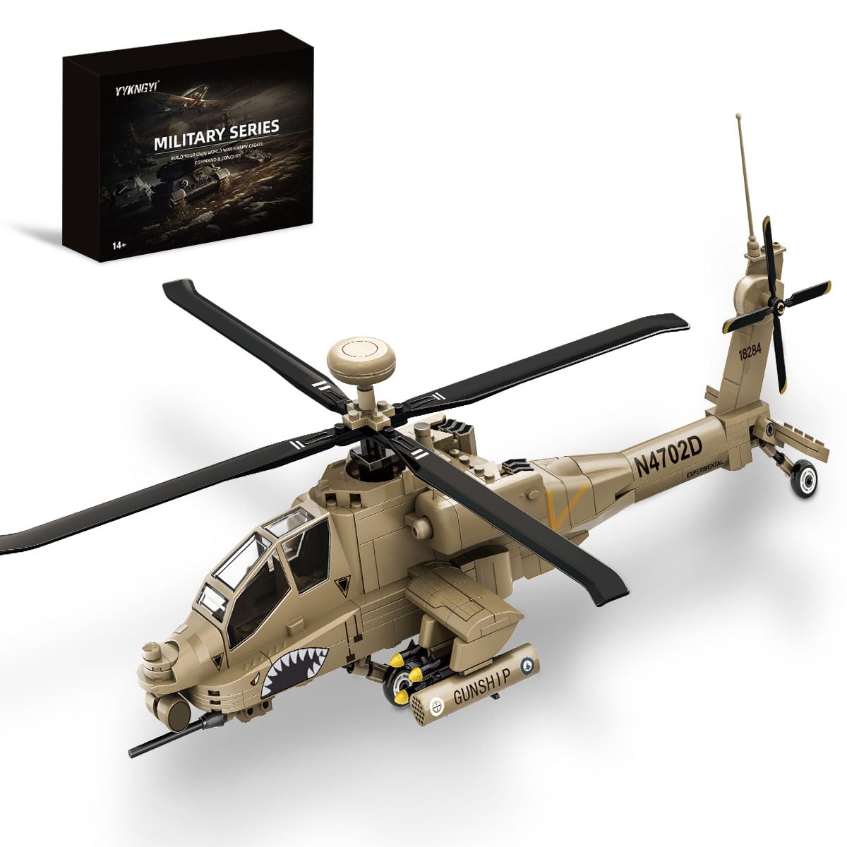 AH-64 Military Helicopter Building Set, Compatible with LEGO Military Plane | Apache Atta…