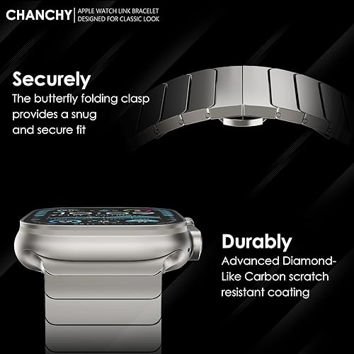 Miniatura 4 de CHANCHY - Correa de acero inoxidable para Apple Watch Ultra de 49454442414038 mm, correa de metal con cierre plegable para Apple Watch Series