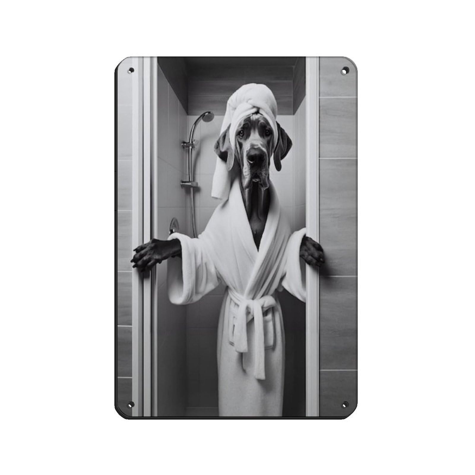 Lxwnze 20L X 30W Cm Great Dane Bathroom Art Poster Tin Sign Vintage Metal Pub Club Cafe Bar Home Wall Art Decoration Poster Retro 8X12inch(20X30cm)