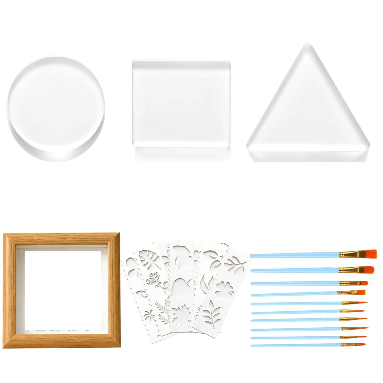 Qusinfc Gel Printing Plate Set with Wood Materials and Random Stencil Designs for Artistic Projects Cream Printing Plate Set
