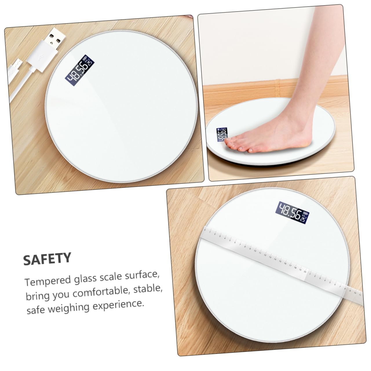 Báscula de Peso Corporal Digital con Control Táctil de Gestión de Fitness para Hogar Carga USB Diseño Compacto y Duradero Pantalla LCD Precisa y
