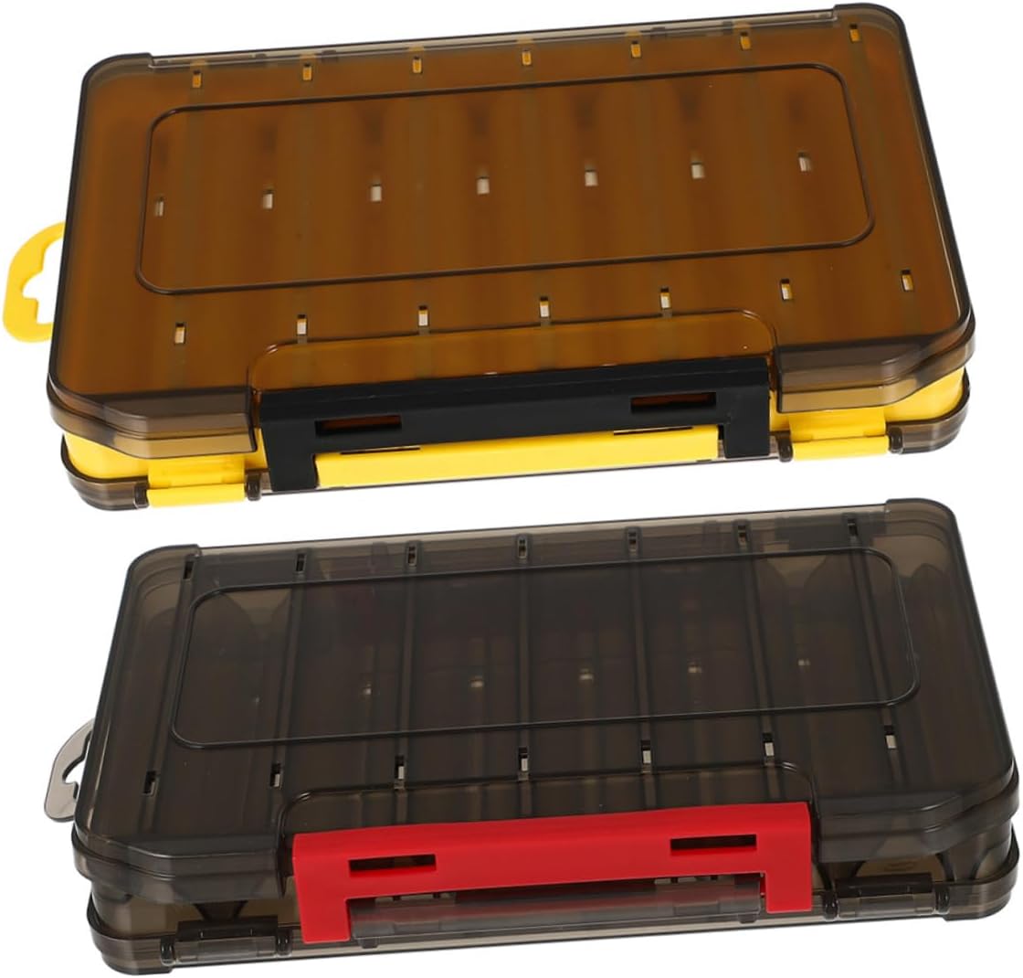YARNOW 2Pcs Bait Storage Case Double Sided Drain Fishing Tackle Organizer Durable Fishing Lure Box for Soft and Hard Bait Convenient and Reliable Fishing Tool for Anglers