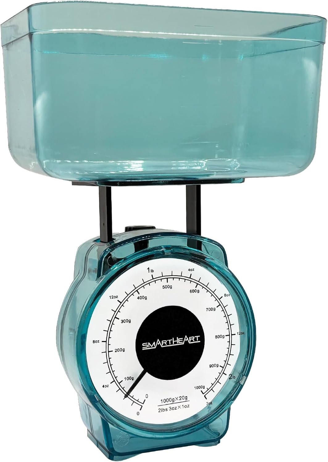 SmartHeart Mechanical Kitchen Scale | Simple One-Step Calibration | Precise Measurements with Removable Bowl | Easy-to-Read Dial | Measurement Units: lbs, oz, g, ml