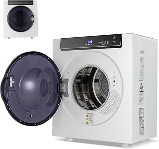 GiantexUK 4KG Vented Tumble Dryer, 1400W Compact Mini Tumble Dryer with 2 Modes, 3 Heat Levels, Digital Display, Stainless Steel Tub, Overheat Protection & Timer, Portable Electric Clothe Dryer