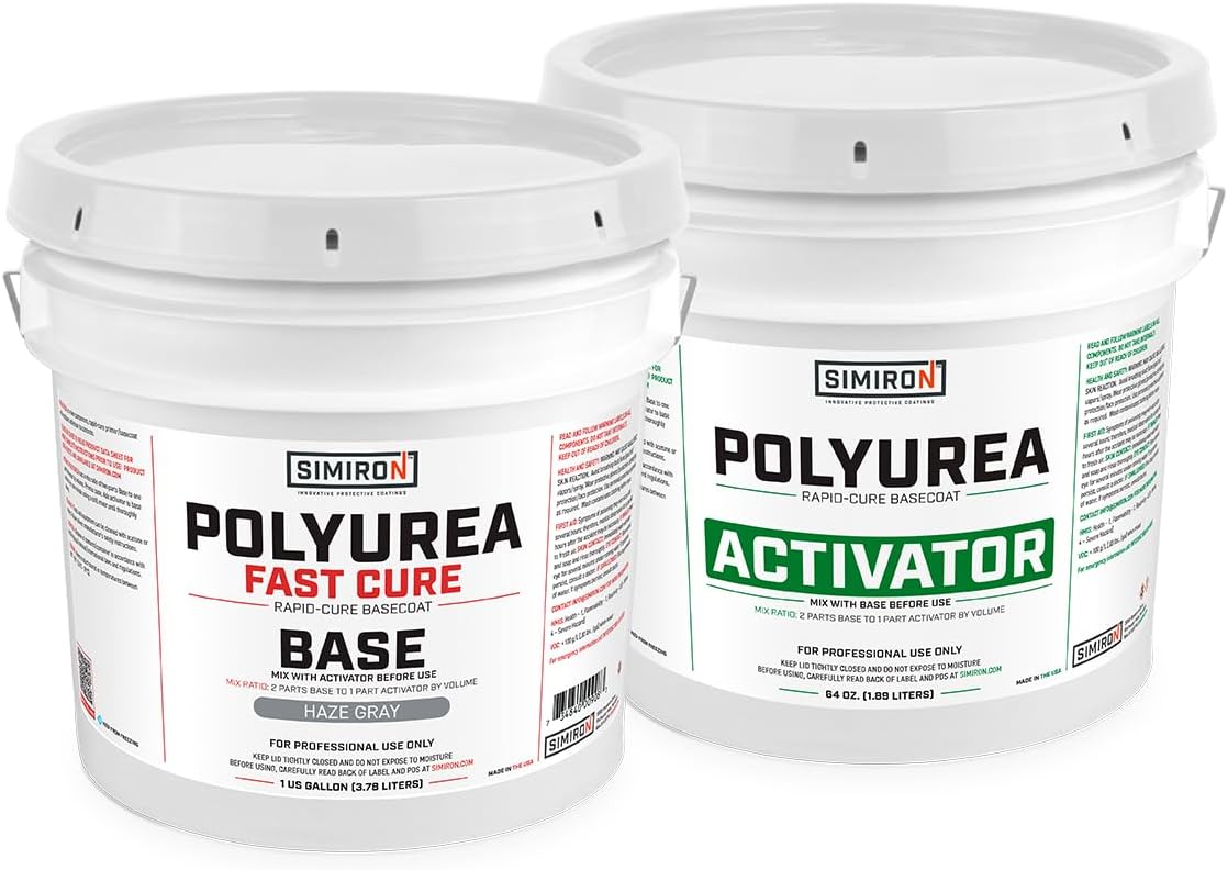 Polyurea Rapid Curing Basecoat Kit 1.5-Gallon Kit - Pro Grade 2-Component 2:1 System – High Solids Concrete Coating for 1-Day Full Flake Flooring Systems (Tan, Medium Cure Kit)