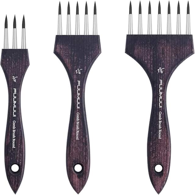 Multi-Head Round Comb Brush Set - Fuumuui 3Pcs Professional Synthetic Br...