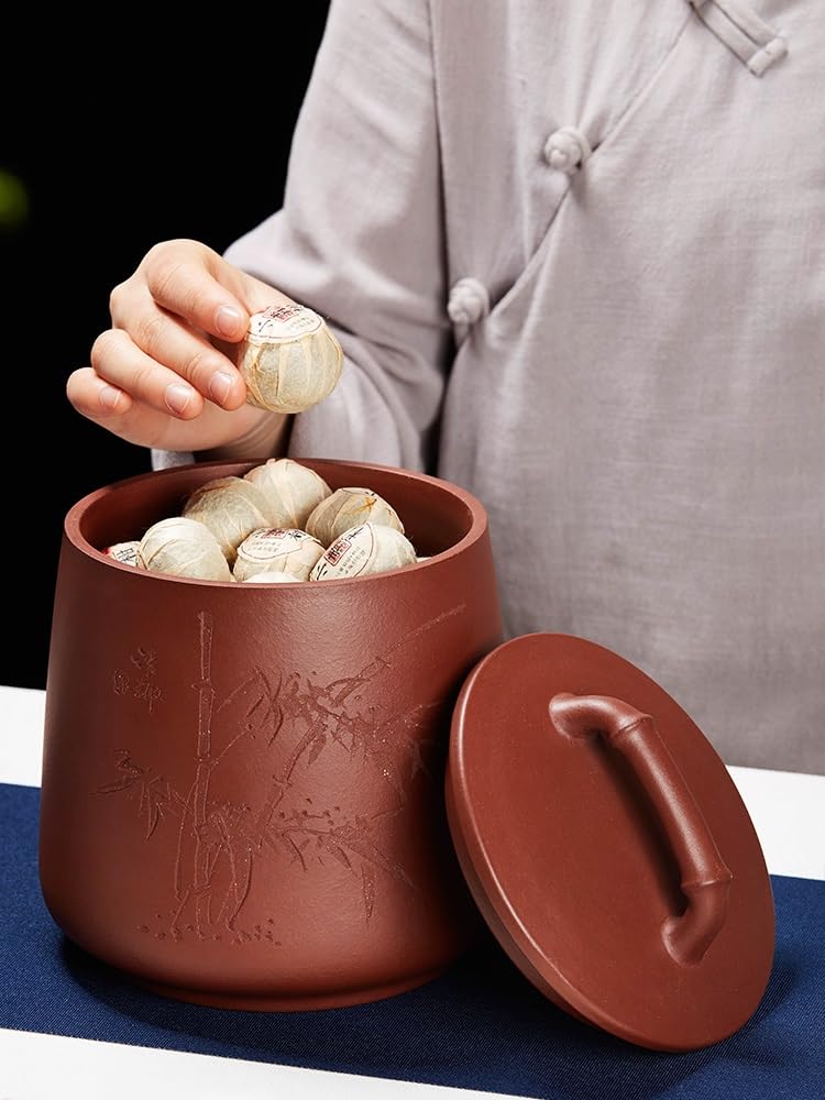 Ceramiczny pojemnik na herbatę chiński styl domowy przechowywanie herbaty słoik fioletowy piasek czarna herbata słoik na herbatę odpowiedni dla rodzin, hoteli i kawiarni pojemnik do