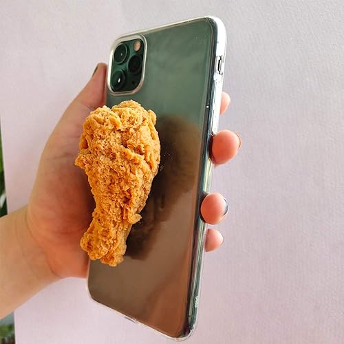 Miniatura 6 de Laugwey Funda protectora para iPhone, bonita y divertida funda protectora de TPU suave transparente con forma de pata de pollo frito 3D súper real y