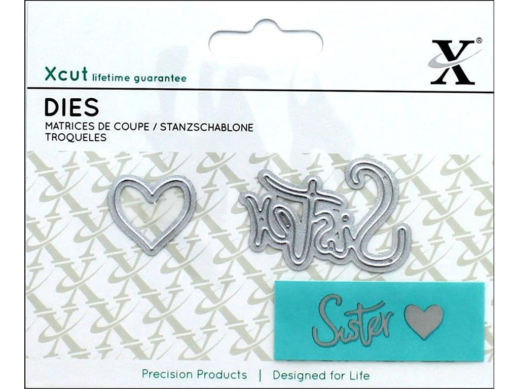 Docrafts Steel Xcut Mini Sentiment Die Sister 2 Pieces, Carbon Art & Craft, Carbon Cutting Tool Supplies, Beautiful Decoration, Card Making Gift Tag, Wrapping, Scrapbooking, Invitations, Crafters Companion