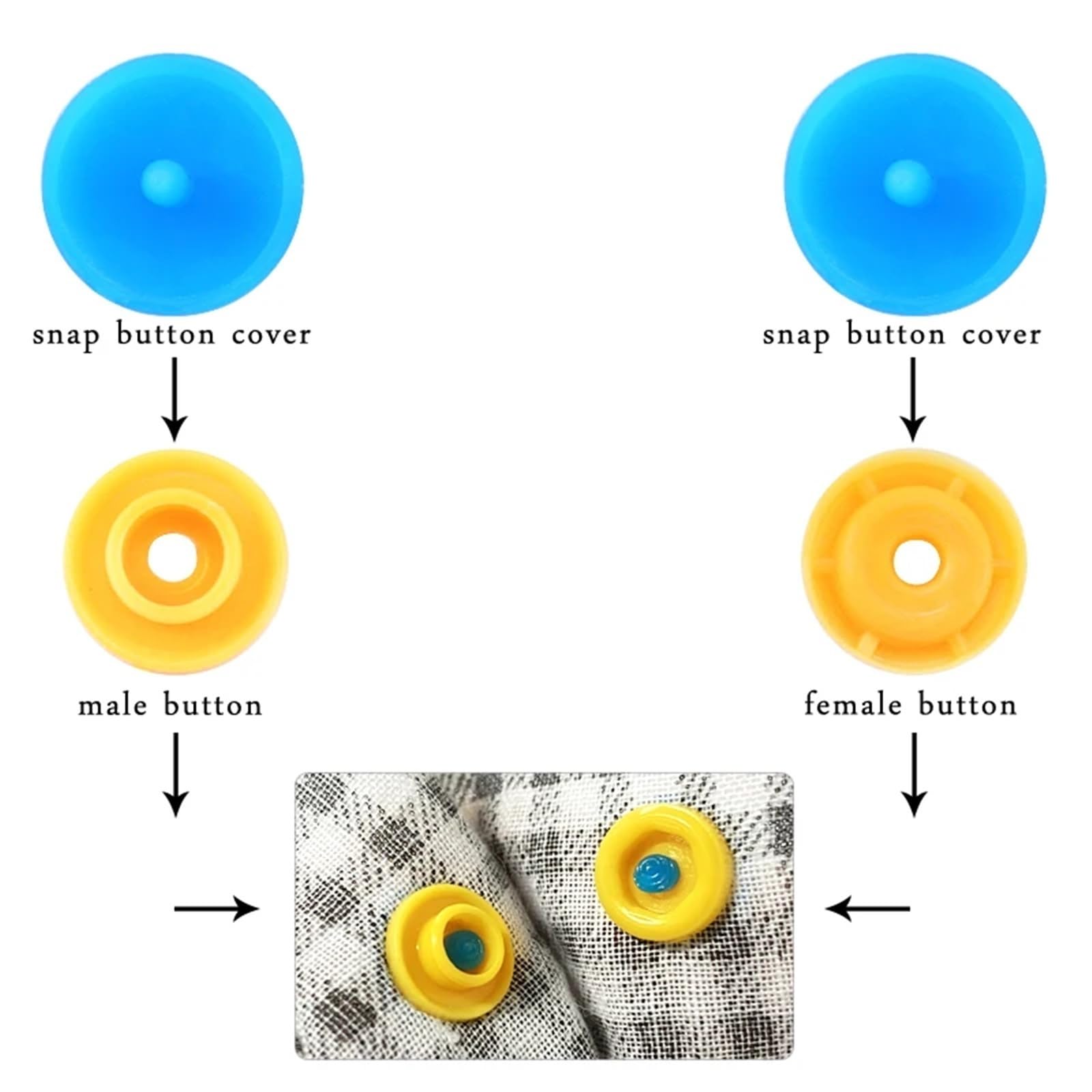 200 Set Druckknöpfe Nähwerkzeug-Set und Behälter, Kinderknöpfe for Kleidung, DIY Positionierungsclips, Druckknopfverschlüsse, handgefertigte Sets