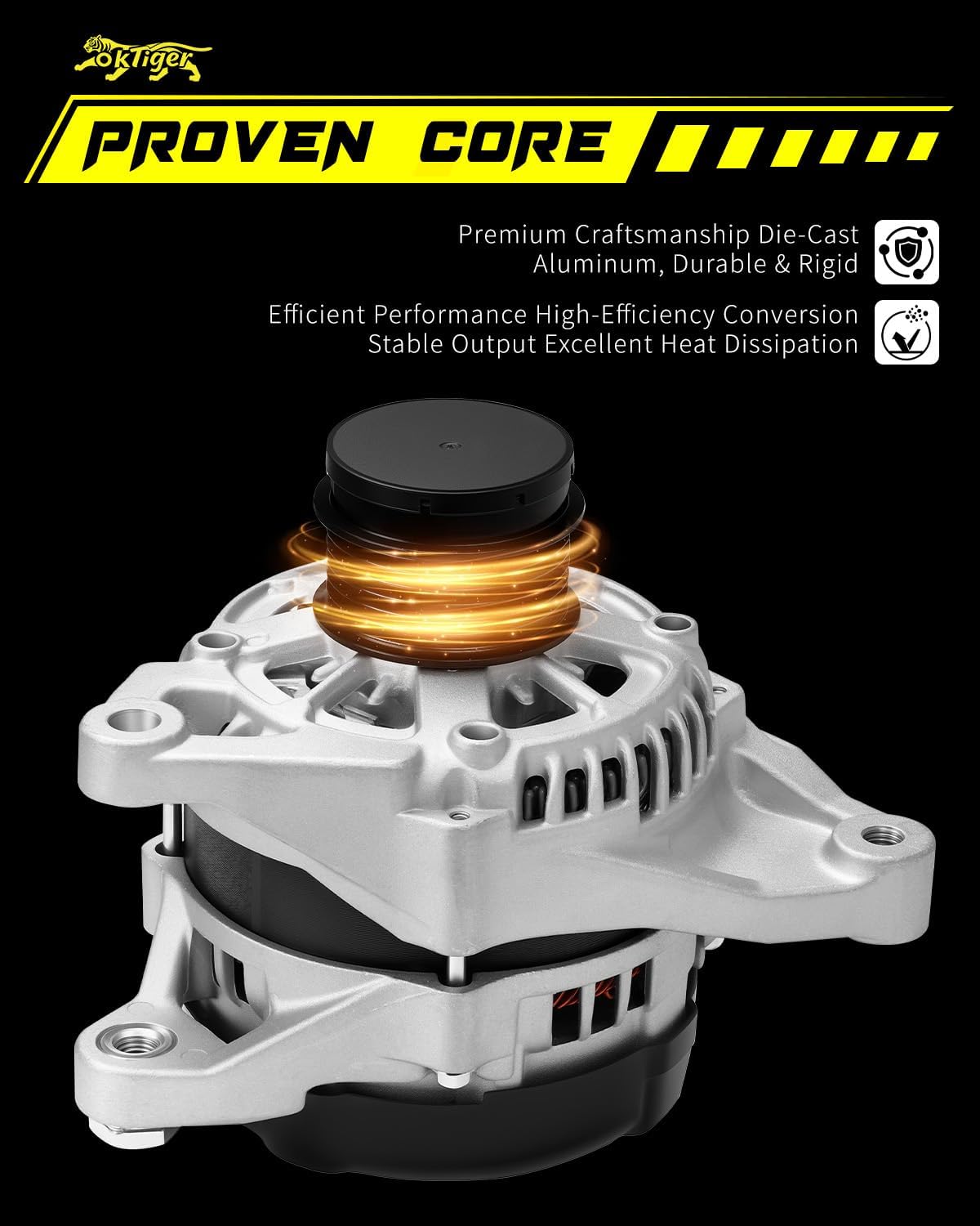 Oktiger New Alternator for Toyota Camry 2015 2016 2017 2.5L, for Rav4 2013-2018 All-wheel Drive 2.5L, 12V 125A Clockwise 6-Groove Clutch Pulley, Upgraded Replacement Alternator, OE 27060-0V170, 14486N | Precision CNC castings + die-cast aluminum housing, Pure copper windings, 2000-hour endurance validated