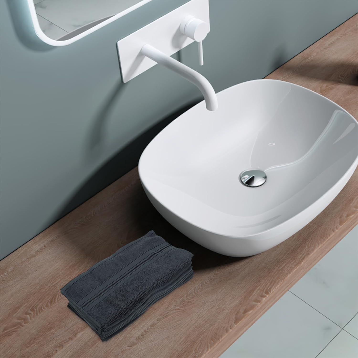 12pcs Soft Cotton Face Wash Cloths 34x34cm Deep Gray Absorbent Makeup Towels Bathroom Hand Towels Set