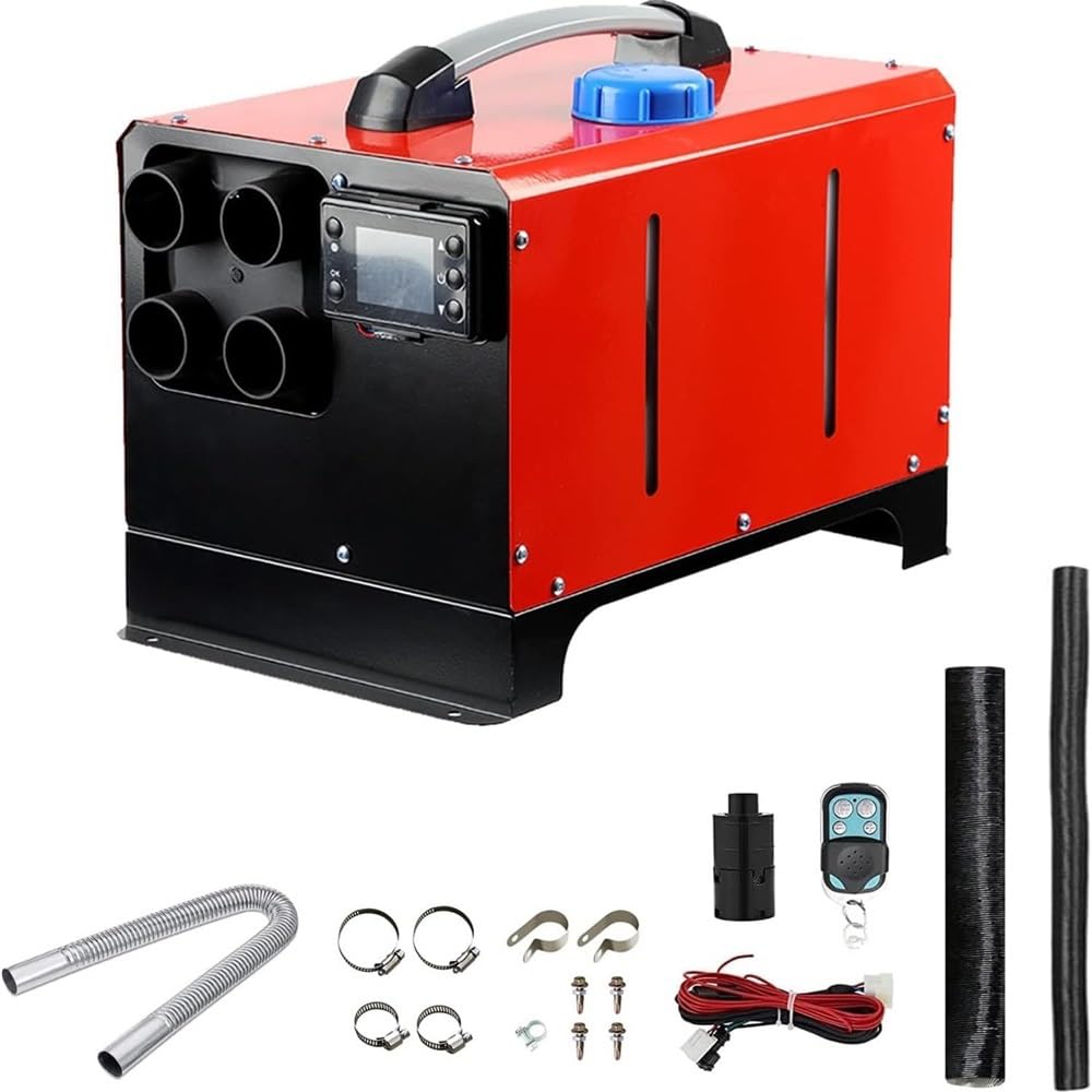 Chauffage Diesel Tout-en-Un, Portable et Pratique, idéal pour Le stationnement. Puissance : 5 KW (12 V/24 V). Télécommande avec écran LCD et 4 Sorties d’air.