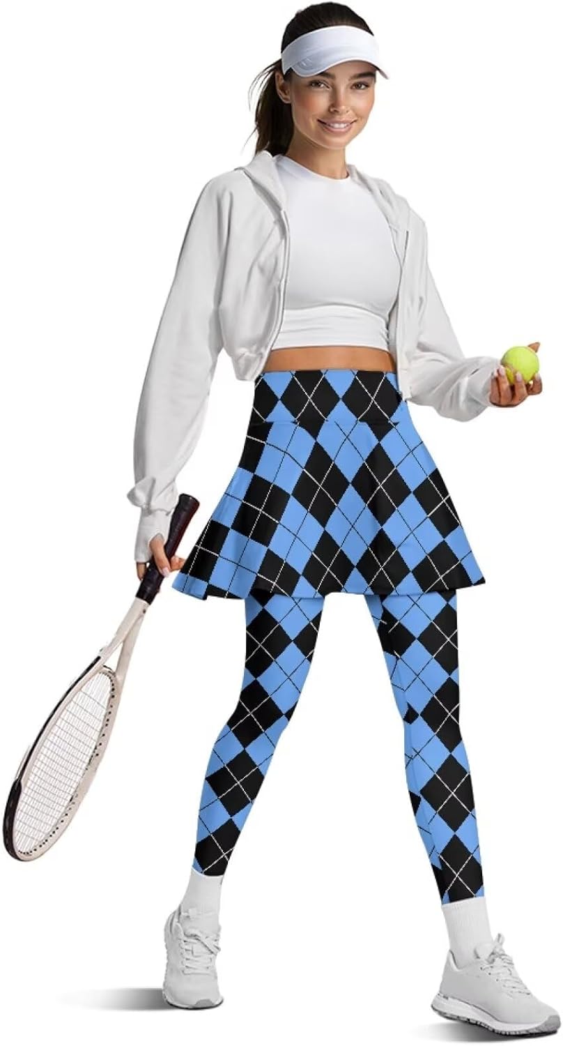 Women's Tennis Leggings with Skirts Soft Comfortable Athletic Gym Skirt with Leggings for Yoga Pilates XS-3XL