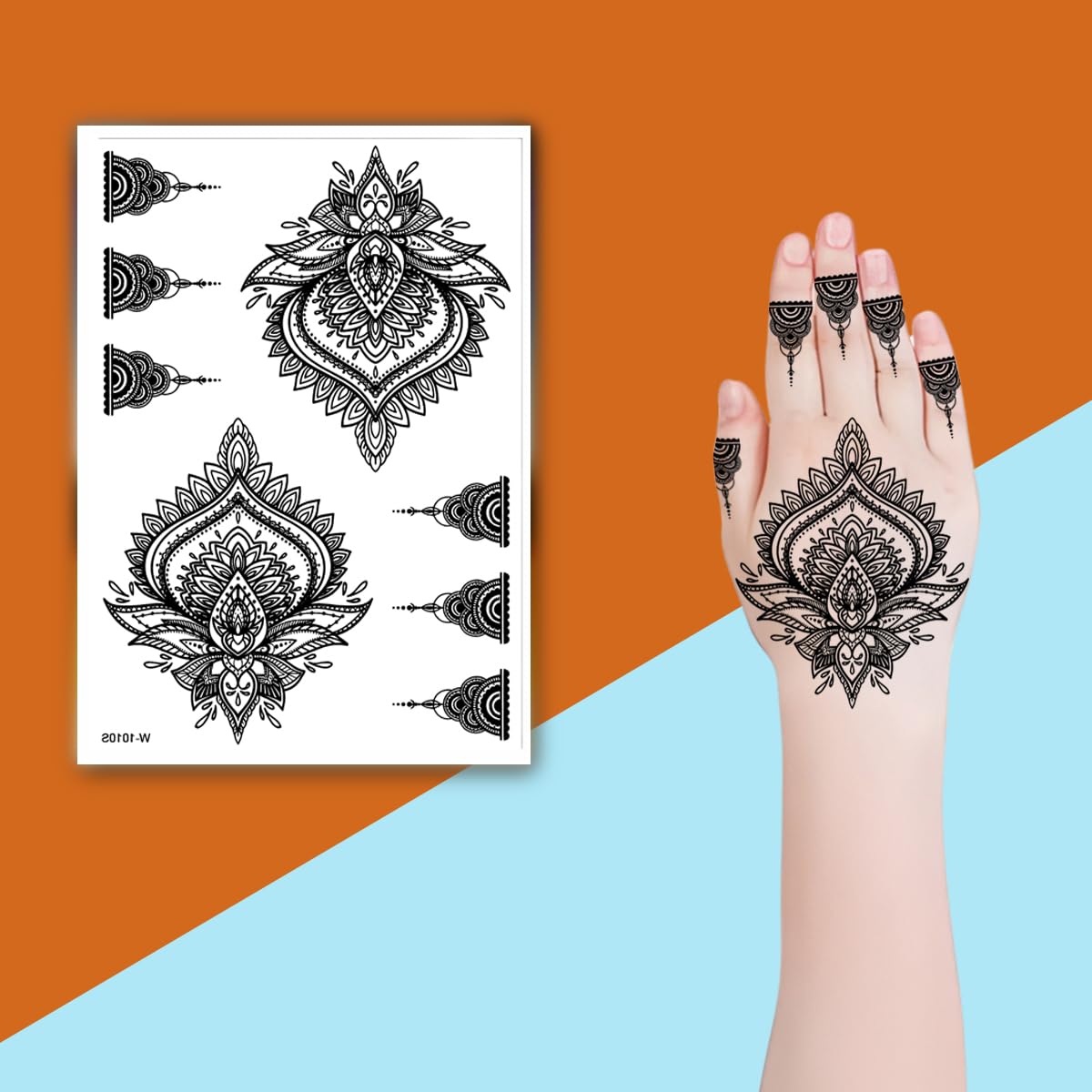 moonlit henna patterns design henna temporary waterproof body tattoo (black) for women and girls