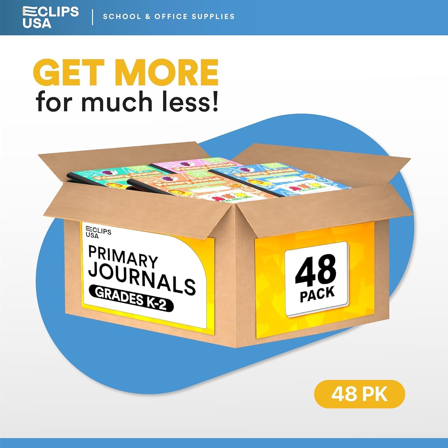 E-CLIPS USA Composition Notebooks, Primary Journal Composition Notebook, ABC & Animal Print, 100 sheets, 200 pages, 9.75″ x 7.5″ (48 Pack, Assorted)