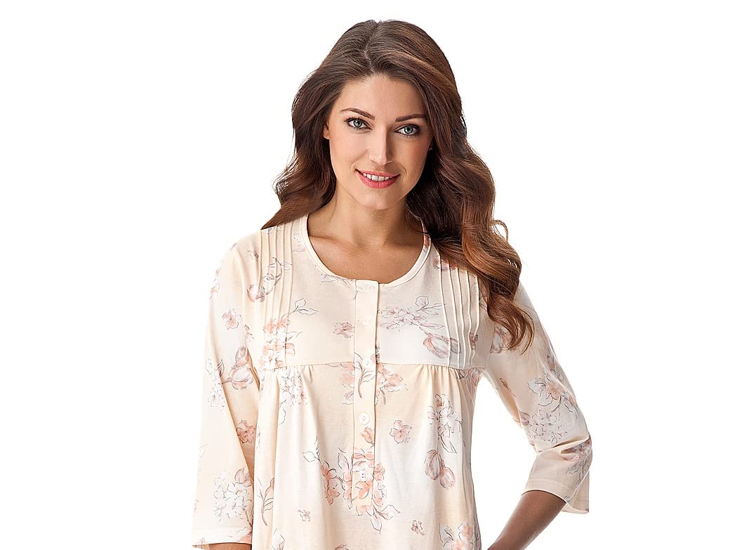 DOROTA Classica Camicia da Notte per Signora/Elegante Camicia da Notte Premaman in deliziosi Colori Pastello in 100% Cotone, Made in EU