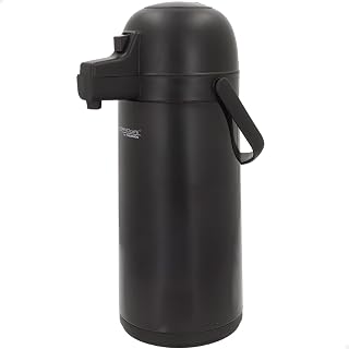 Thermos Termo Acero Inoxidable, 1,9L, Negro, 20x15x39 cm, Aislamiento Doble, Pulsador Superior, Asa ergonómica, Rendimiento térmico 12 Horas Calor, 24 Horas frío, Termos café (63213)