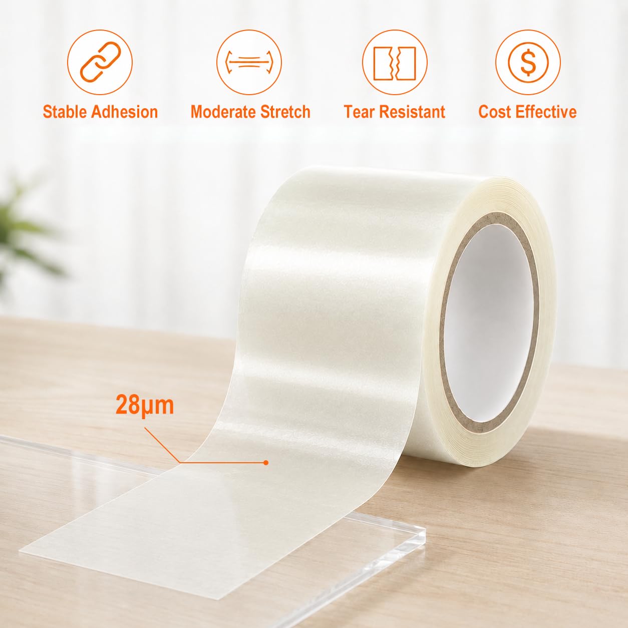 Lot de 24 Rubans Adhésifs Transparents 75 mm x 100 m, 28 Microns, Ruban d’Emballage Large pour Cartons Volumineux, Logistique et Entrepôt, Dévidoir Métallique Inclus