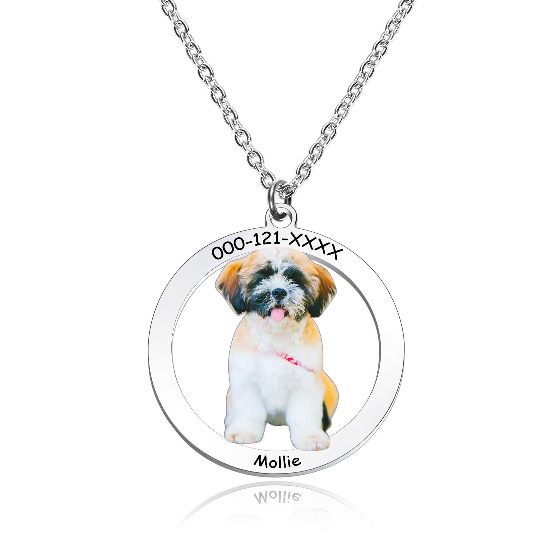 MeMeDIY Collar Fotos Personalizado, Collar Colgante de Acero Inoxidable, Collares con Fotos de Mascotas, Regalo Conmemorativo para Perros y Gatos, Regalos de Cumpleaños para Mujeres