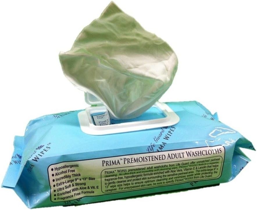 One-Day Sale: Up to 60% Off Prima Wipes Adult Washcloths, Bulk 12 Pack Case with 48 Extra-Large 9x13 Wipes Per Pack