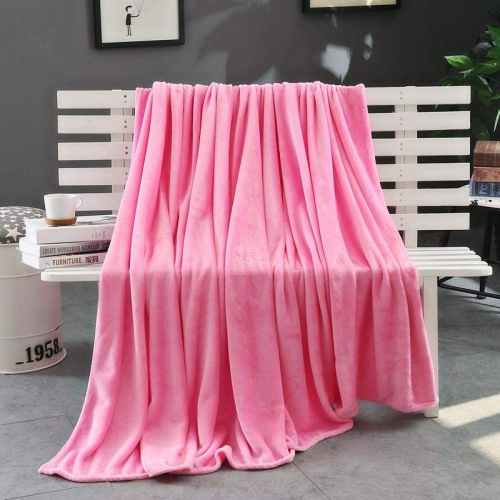 Couverture flanelle rose 150x200 cm - Plaid molleton corail doux et chaud pour lit et canapé