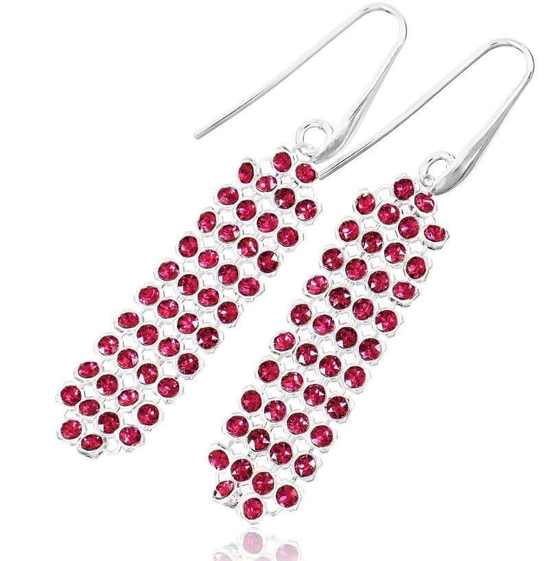 Boucles d'oreilles cristaux rose argent 925 création de luxe Arande