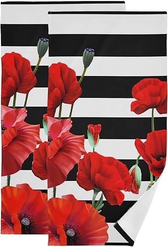 Juego de 2 toallas de mano de amapola roja para baño, juego de 2 toallas de lujo de 16 x 28 pulgadas, suaves y absorbentes, para cara, gimnasio,