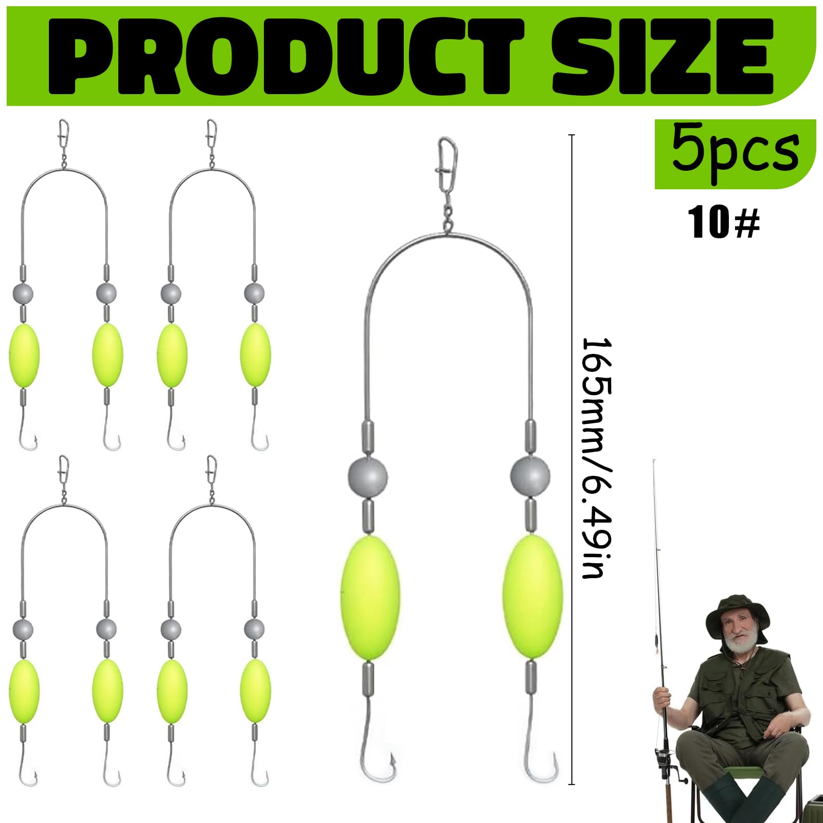 5 Pezzi Double Hook Reverse Bottom Rig, Ami da Pesca, Set di ami da pesca anti-impigliamento 6, 8, 10, Pesca Accessori, Attrezzatura da Pesca, Gancio Split Resistente ai Ganci