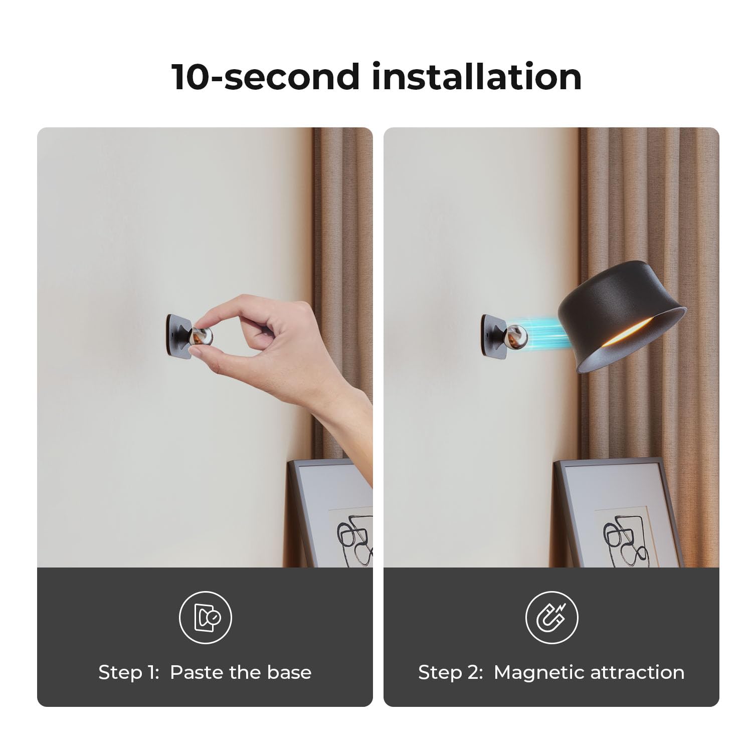 FULEN Applique Murale Interieur, Lampe Murale LED Rechargeable avec Télécommande ou Tactile, 3 Températures de Couleur et Luminosité Réglable, Lampe Murale sans fil pour Chevet de Chambre En Lisant
