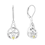 Women Claddagh Earrings&comma;925 Sterling Silver Irish Celtic Claddagh Love Heart Drop & Dangle Leverback Earrings