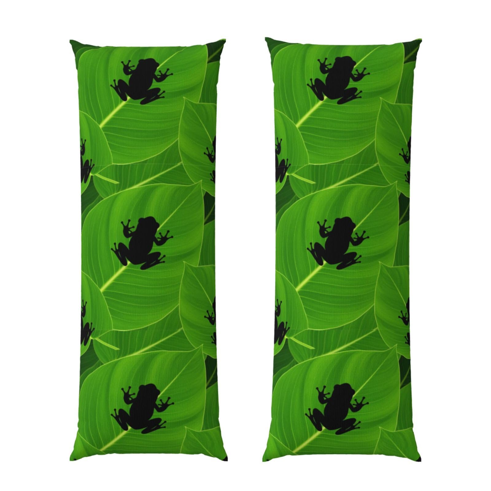Body Pillow Cover 20x60 Green Leaf Frog, Soft Microfiber Long Pillowcase with Zipper Closure, Breathable Plush Cushion Case for Bed Home Hotel