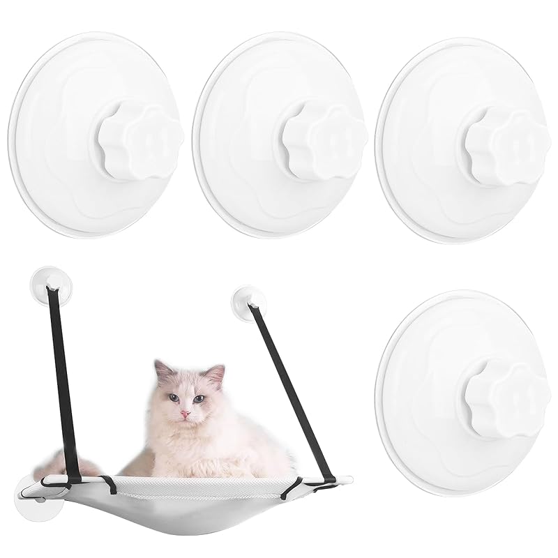 Ventosas de Rosca para Prateleira e Rede de Janela para Gatos AccEncyc, 86 mm, Pacote com 4