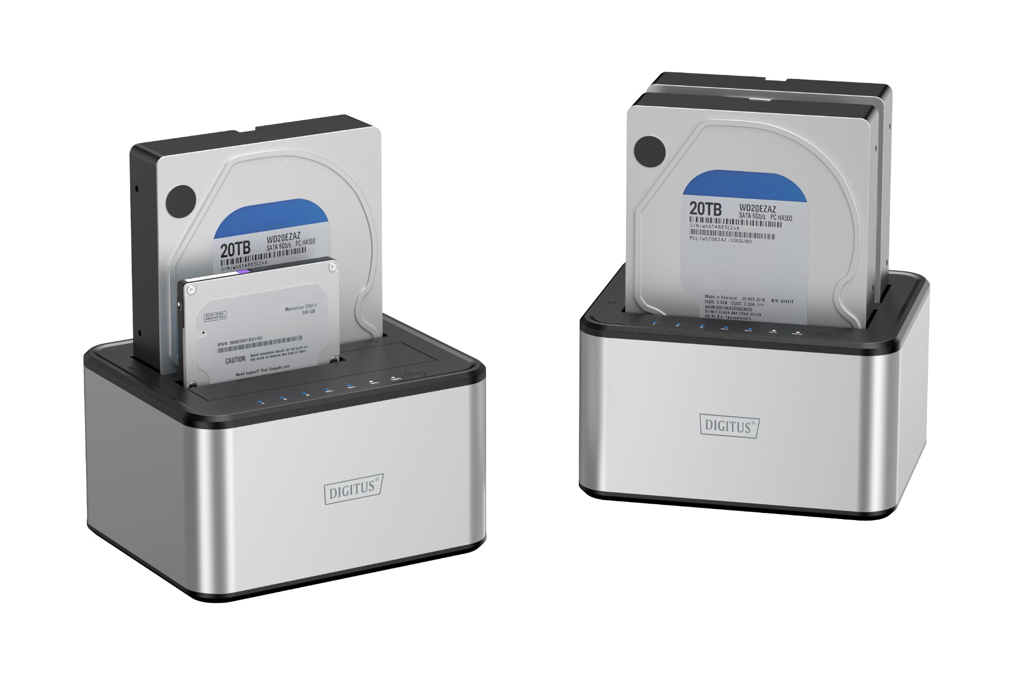 DIGITUS DA-71540-2 - Stacja dokująca z dwoma dyskami twardymi SATA - USB 3.0 - dla dysków SSD i twardych 2,5„/3,5” - SATA 3 - z funkcją klonowania - Plug & Play - Szary