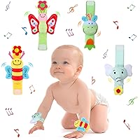 Vista 1 de Jerify 4 piezas de sonajeros de muñeca de bebé, patrón de animales, sonajero recién nacido, juguete de muñeca para bebés, niños, niñas, regalos