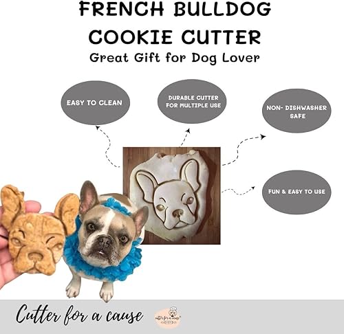 Cortador de galletas Bulldog francés y cortador de golosinas para perros, cara - 3 pulgadas