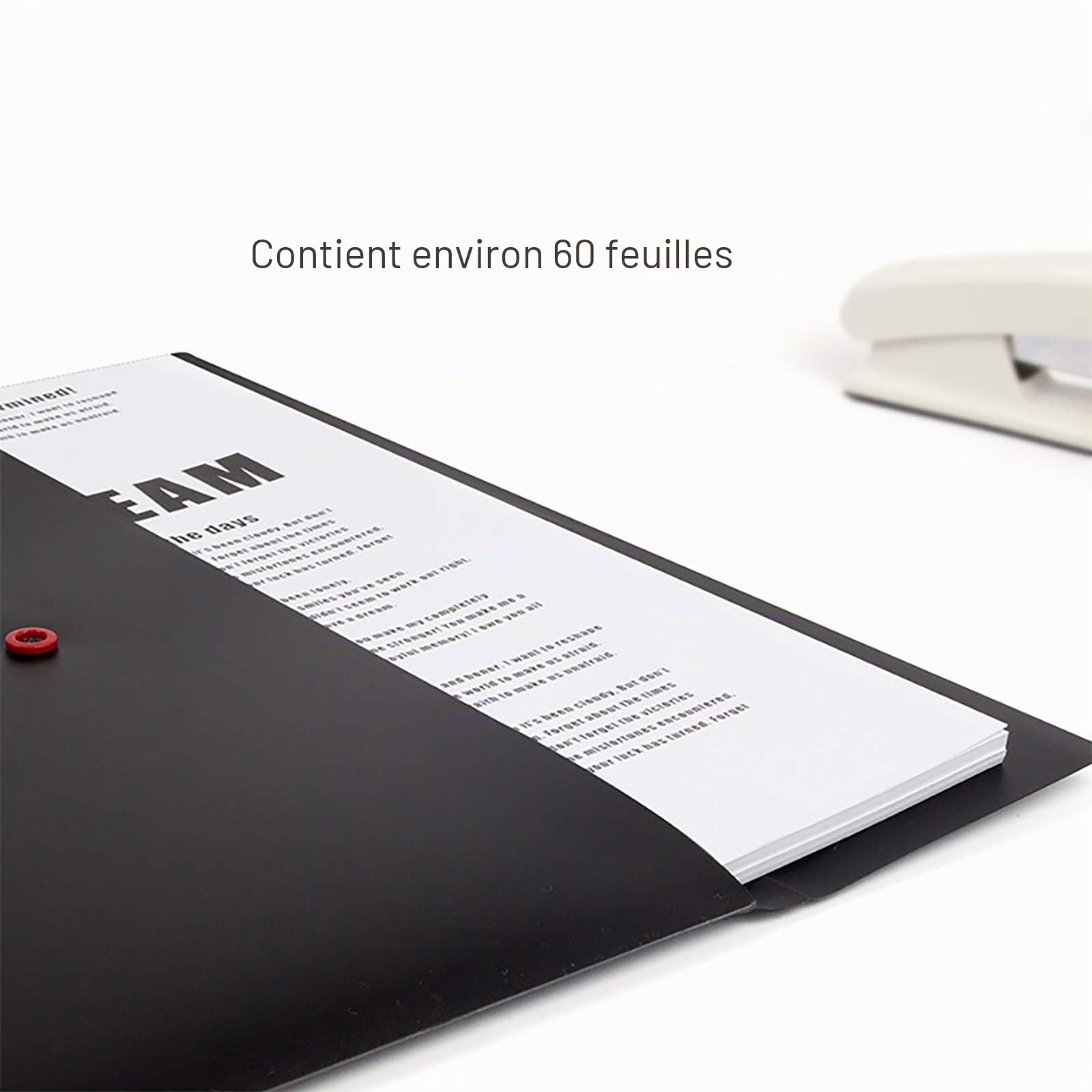 VANRA Lot de 5 enveloppes A4 pour papiers, portefeuilles en plastique, organiseur de documents avec fermeture à bouton-pression, format A4 (noir)