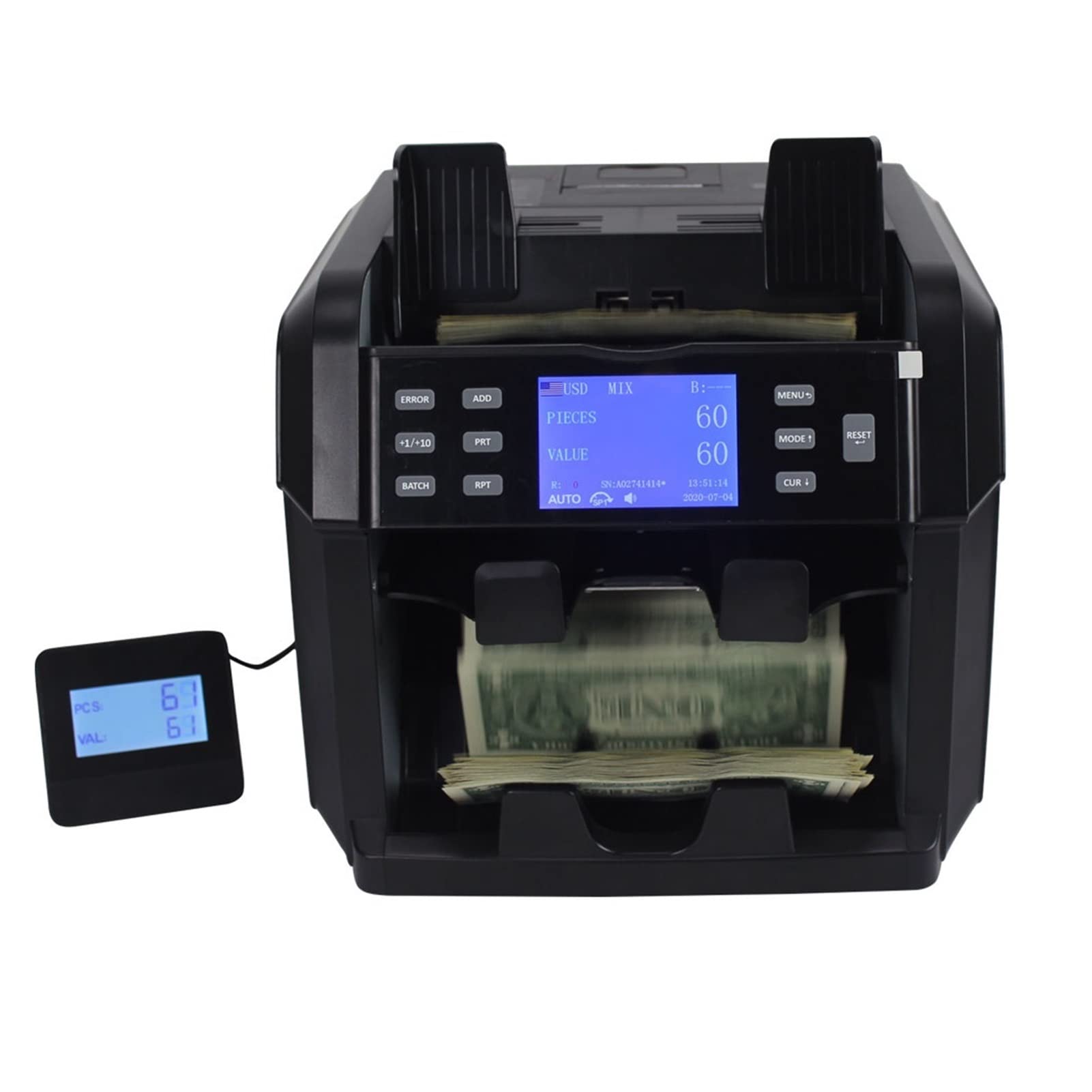 Macchina Conta Banconote, Numero di serie di moneta con banco di denaro Lettura a valore misto Sorter con banco denominazione Streccione di denaro falso con stampante incorporato con LCD Schermo