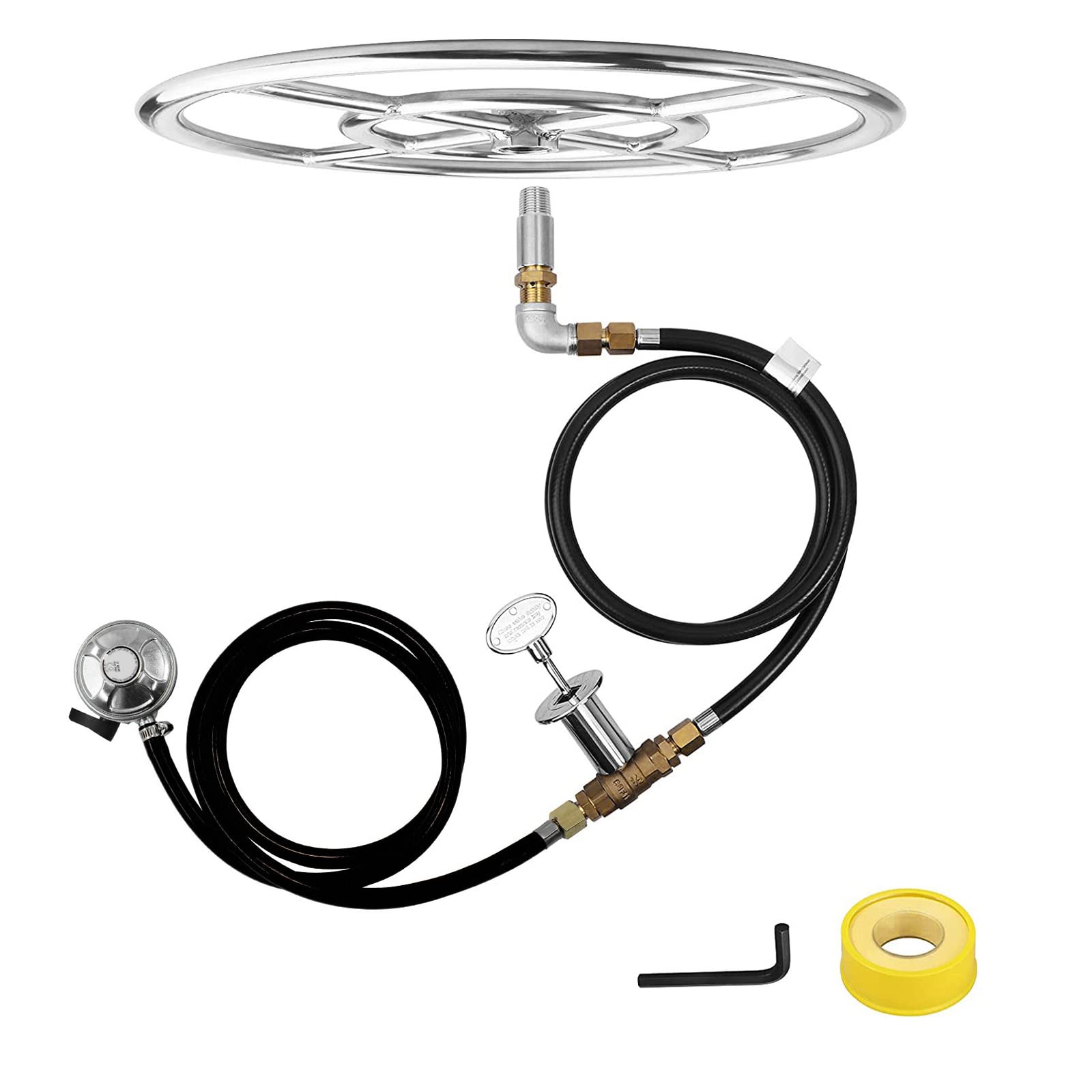 Buy lesolar Fire Pit Burner Ring Installation Kit for LP Propane,12 inch Stainless Steel Burner