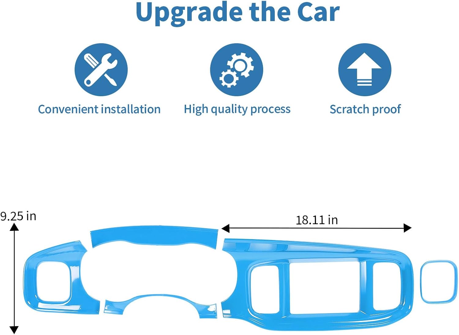 for Charger Center Console Dashboard Panel Trim Cover Baby Blue for 2015-2023 Dodge Charger 8.4" Display Baby Blue Interior Accessories 5pcs