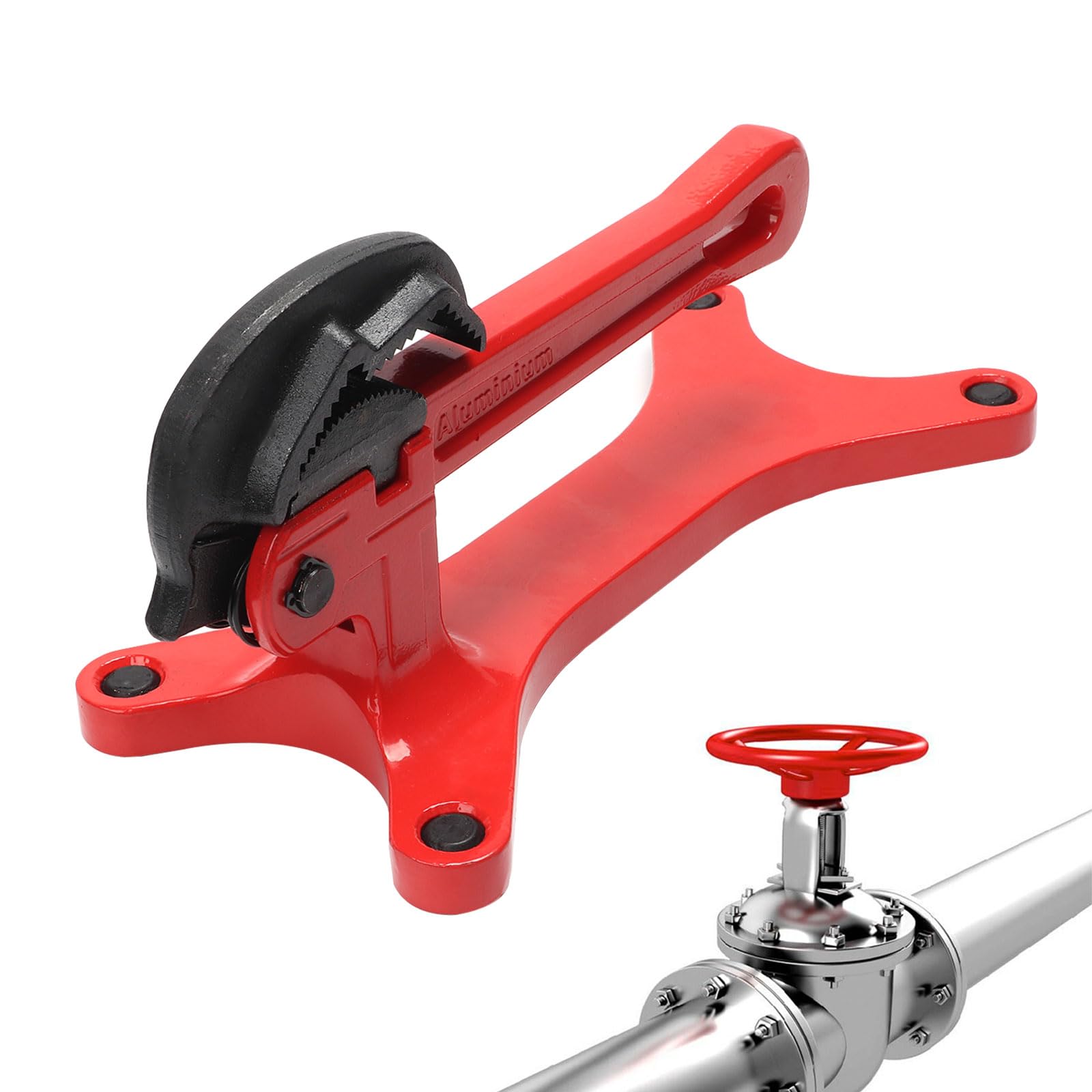 Ruaizel 1/8"-1-1/2" Pipe Vise, Pipe Clamp Vise, Pipe Tightening Vise for Valve Maintenance, High Altitude, Narrow Space Work Sites, Plumbing Installation (Red)