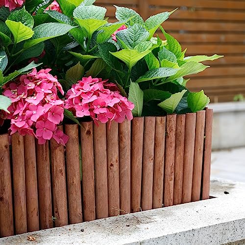 Worth Garden 3.5 Ft Wooden Short Fence Outdoor Landscape Edging Flexible Decorative Border - Tree Fence - Spring Garden & Yard Maintenance - 11.8'' H X 42'' L - (11.8'', Brown) - K624B04 #TOP5