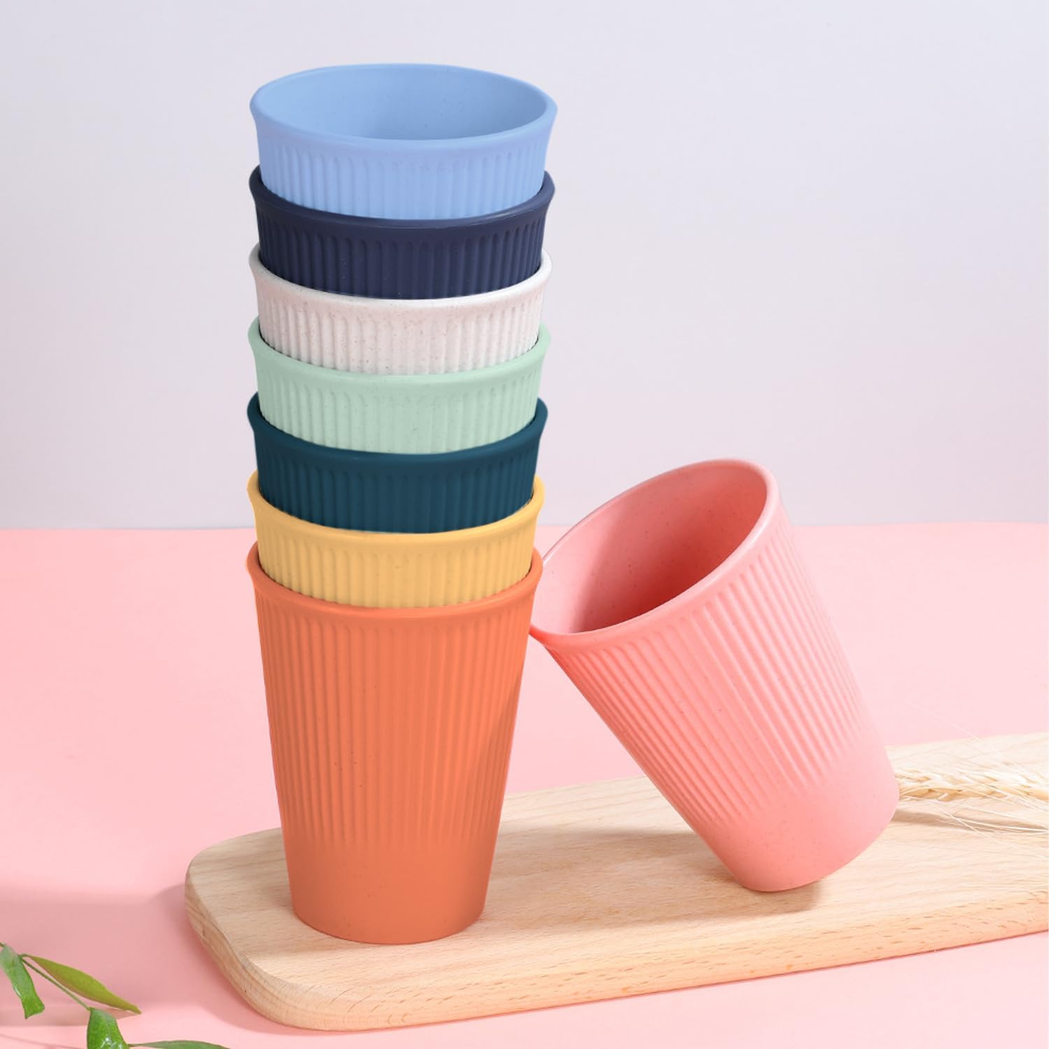 Plastic Drinking Cups 8 Pcs Tumblers Colorful 12 oz Drinking Glasses for Water Juice Cocktail Portable Camping Bathroom Mouthwash Dishwasher Safe - Image 3