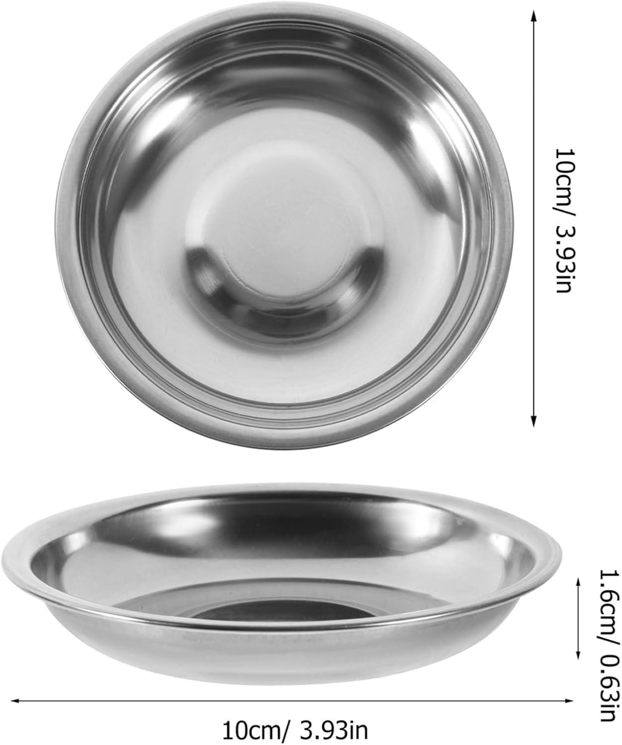 STOBAZA Stainless Steel Appetizer Plates 3.93 inch Round Sauce Dishes Set of 10 Mini Plates for Condiments Mustard Snacks Sushi Dining Restaurant Picnic Bbq