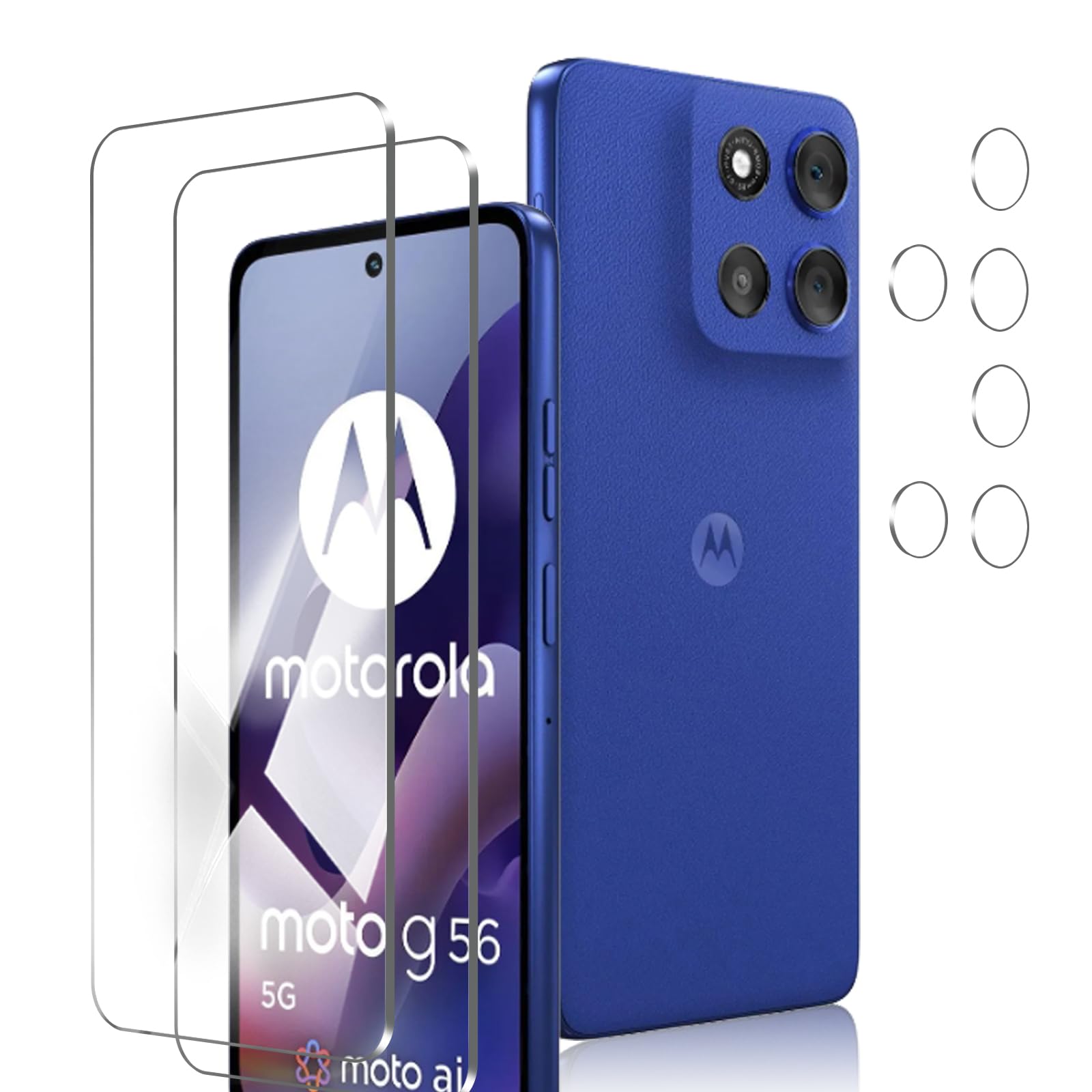 Moto G66j 5G ガラスフィルム + カメラフィルム【旭硝子日本製】指紋認証対応 硬度9H 耐衝撃 スクラッチ防止 自動吸着 露出オーバー防止 気泡ゼロ 指紋防止 Moto G66y 5G 用の 保護フィルム「2+2枚入」