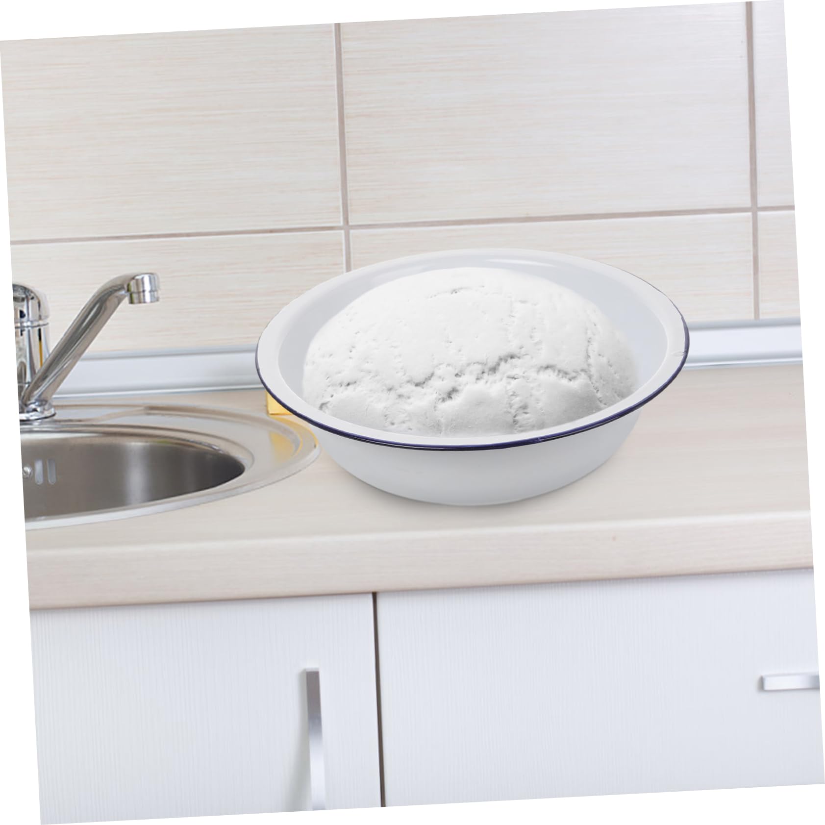 jojofuny Cuenco Adecuado para Cocina Retro y Uso Doméstico Grande de Esmalte Blanco para Mezclar Capacidad Amplia, Versátil y Fácil de Limpiar