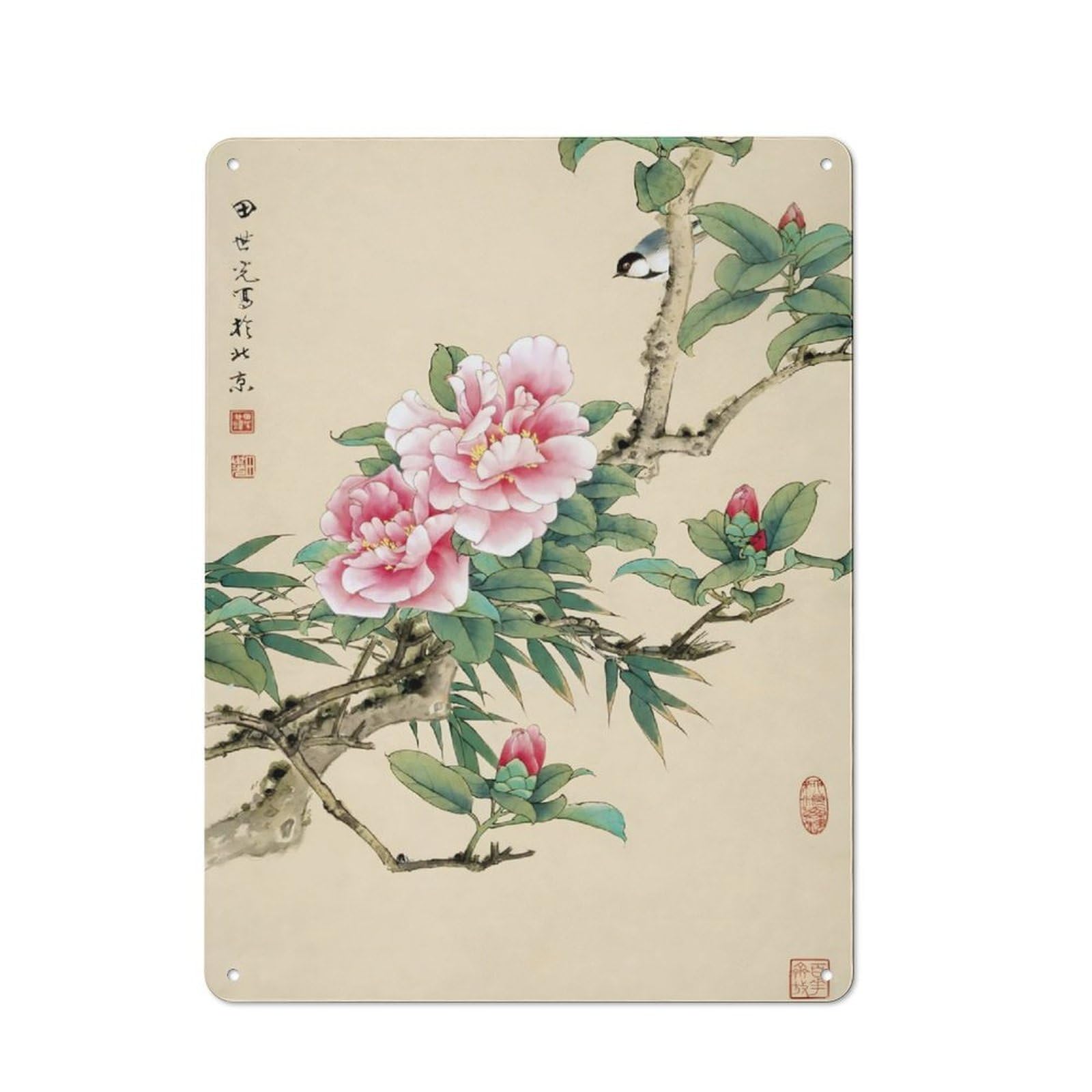 Junmoney Birds And Flowers For Garden Room Or Summerhouse, Vintage Tin Sign 40X30cm, For Display In Garden Rooms And Summerhouses