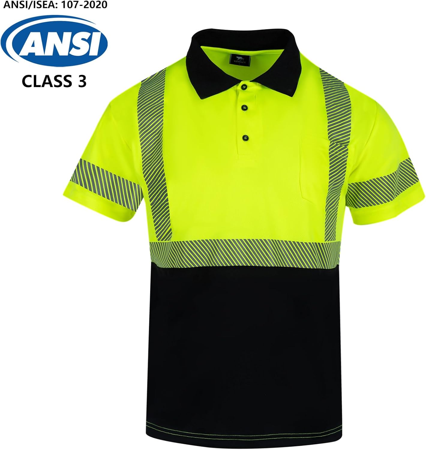VENDACE 3 Pcs Hi Vis Safety Reflective Polo Shirts for Men ANSI Class 3 High Visibility Construction Work T Shirts